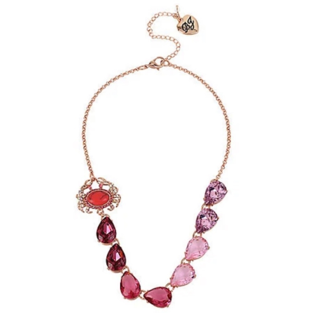 Betsey Johnson 'Crab Crystal Station' Necklace Rose Gold Ltd Ed NIB